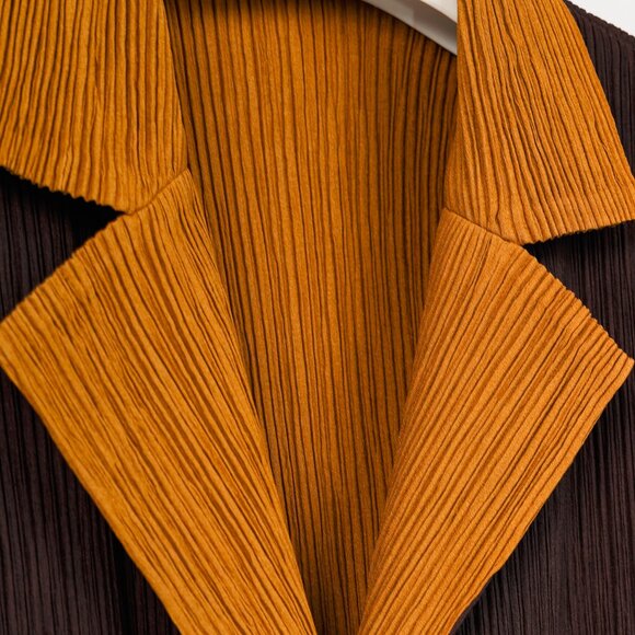Issey Miyake Brown Pleated-Satin Blazer - Picture 7 of 10